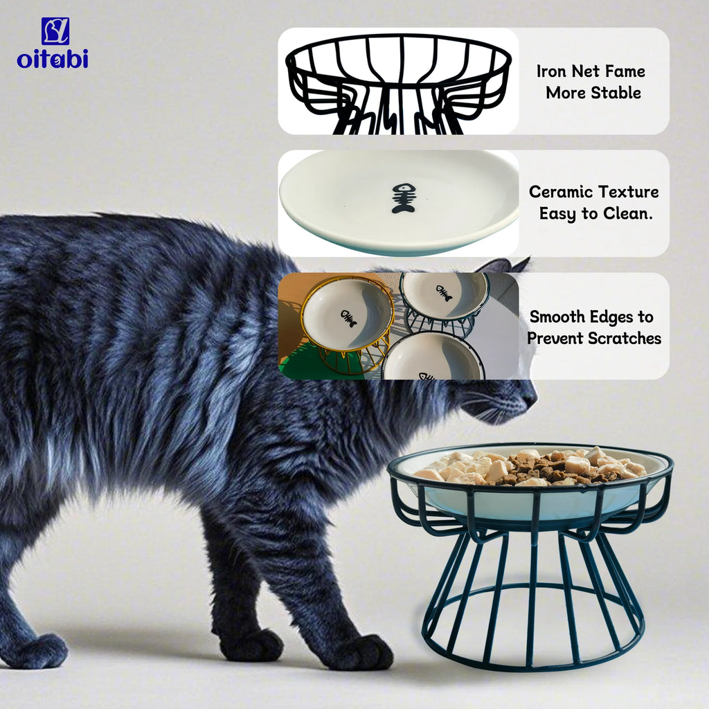 Bols surélevés en céramique Oitabi avec support métallique antidérapant