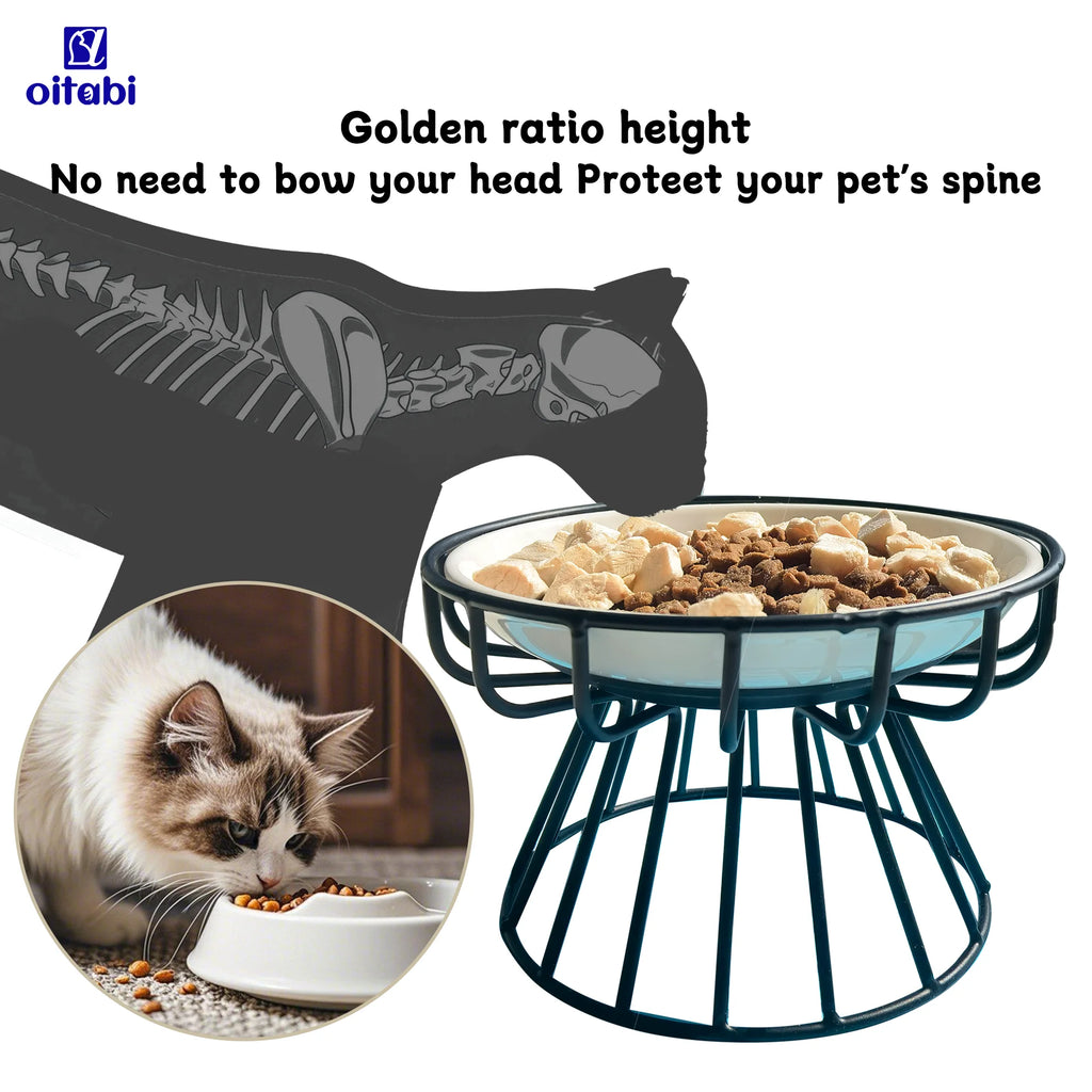 Bols surélevés en céramique Oitabi avec support métallique antidérapant