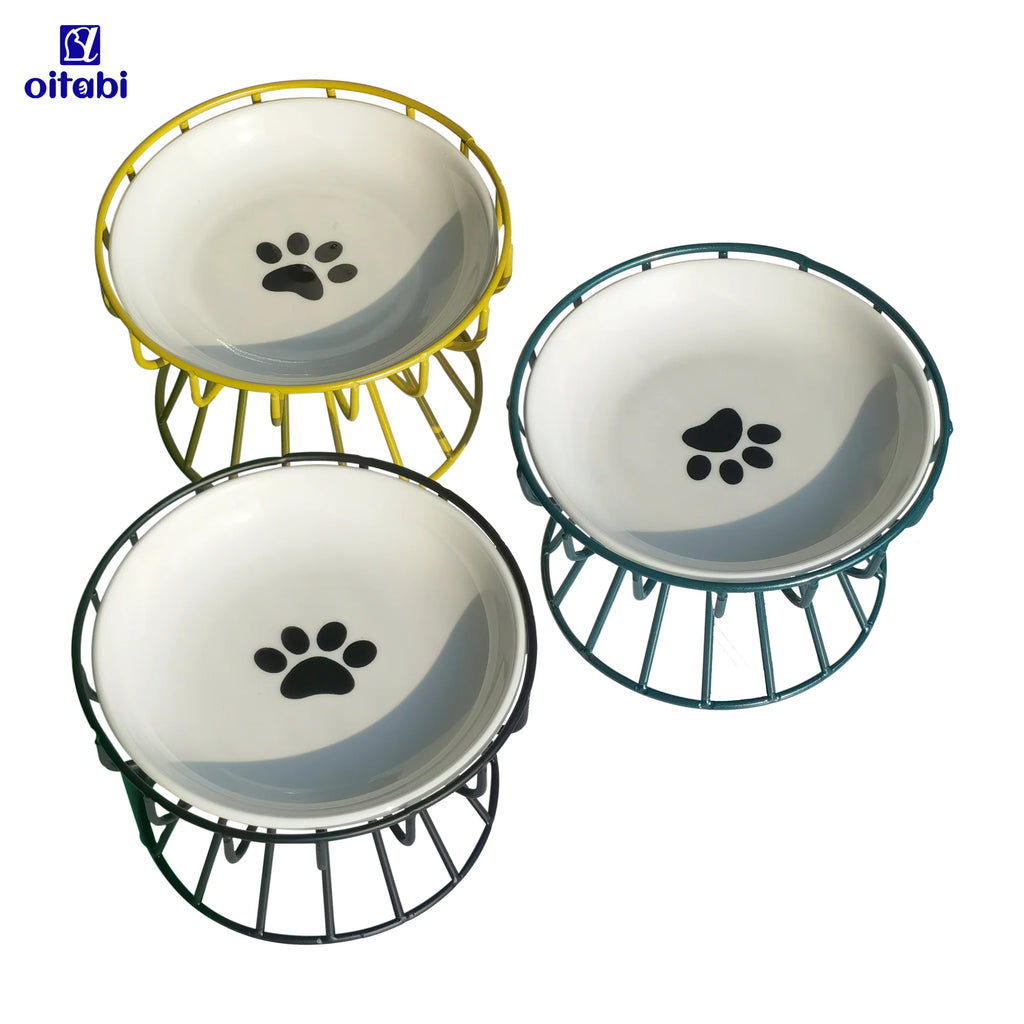 Bols surélevés en céramique Oitabi avec support métallique antidérapant