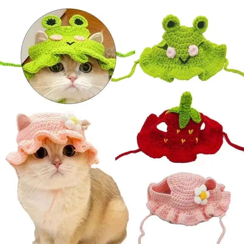 Chapeau tricoté à la main pour chats et petits chiens